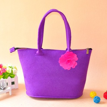 紫色欧美时尚手提包/手拎毛毡包/毛呢女包/气质女士包首发包包