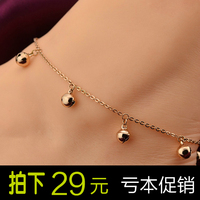 18K玫瑰金女彩金脚链铃铛女款韩国韩版时尚钛钢饰品足链不褪色