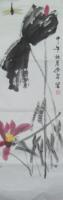 荷花蜻蜓 水墨画 客厅字画 书画 国画 条幅 三尺 临齐白石 手绘