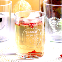 日本进口玻璃随手杯 创意可爱印花透明果汁牛奶泡茶水杯耐热包邮