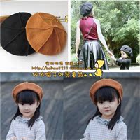 韩国儿童羊毛尼贝雷帽 亲子帽 女童蓓蕾帽宝宝秋冬公主帽 画家帽