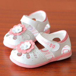 夏季女童凉鞋包头婴儿鞋子1-2-3岁真皮软底学步鞋宝宝童鞋公主鞋