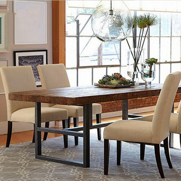 定制铁艺餐桌椅组合复古实木长方形咖啡桌椅会议桌酒吧酒店餐桌