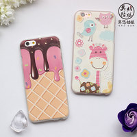 可爱卡通粉色长颈鹿吃货冰淇淋苹果5s iPhone6s plus手机壳情侣软