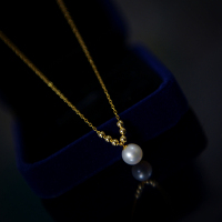6+1小金珠天然珍珠14K注金（包金）锁骨链项链不褪色防过敏手作