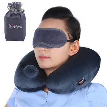 旅行出差用品旅游颈枕自动充气颈u型枕便携飞机护脖子减压气枕头