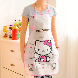 hello kitty卡通围腰透明防水防油防污罩衣 厨房家居卫生清洁围裙