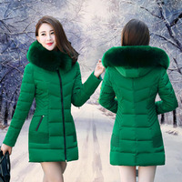 正品2015冬季新款女外套修身显瘦中长款加厚保暖连帽羽绒服女爆款