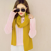 韩国秋冬季新款披肩围巾两用毛边 简单纯色披肩姜黄色气质女保暖