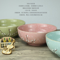 8寸汤面碗日式雪花釉下彩陶瓷餐具家用创意大米饭泡面碗特价包邮