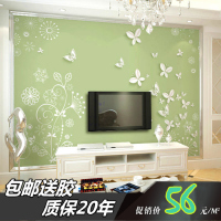 现代简约客厅卧室电视背景墙壁纸3d立体墙纸影视墙壁画温馨蝴蝶花