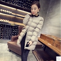 2015冬季新款韩版圆领中长款修身棉袄女款显瘦羽绒棉衣棉服外套女