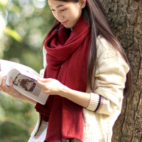 秋冬纯色针织围巾女冬季韩版学生情侣长款毛线围巾披肩两用百搭款