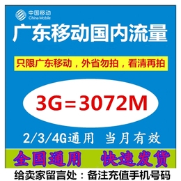 广东移动流量充值3G国内流量包流量叠加包加油包 路由器网络相关