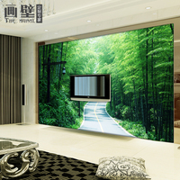 画壁3D立体竹子荷花复古壁纸大型壁画客厅电视背景墙纸壁纸无纺布