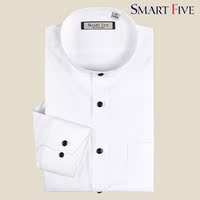 SmartFive 中国风中华立领白衬衫男秋长袖纯棉免烫白色修身男衬衣