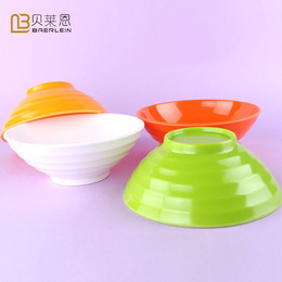 中式螺纹碗仿瓷碗 密胺餐具彩色汤饭粉面碗麻辣烫碗 塑料碗扣肉碗