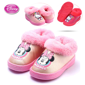 迪士尼Disney凯蒂猫宝宝棉鞋冬男女童加绒居家防滑保暖雪地靴包邮