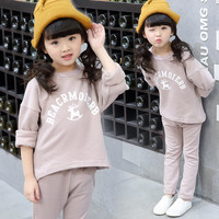 童装2016新款女童套装春秋韩版中大童两件套儿童长袖碎花运动春装