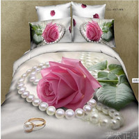 3d立体床单被套四件套全棉加厚磨毛立体花纯棉公主结婚庆大花玫瑰