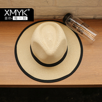 XMYK 帽子女夏天2015新款遮阳帽韩国太阳帽平檐拉菲草帽爵士帽潮