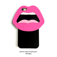 日韩可爱女iphone6手机壳苹果6S创意玫红性感大嘴唇皮质6PLUS潮套