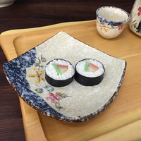 日韩式和风创意陶瓷盘子手绘釉下彩四方盘平盘西餐盘寿司盘碟子
