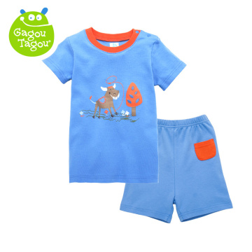 GagouTagou男童短袖两件套2016宝宝纯棉套装夏季小童婴儿外出衣服