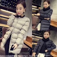 2015新款棉衣女士韩版中长款修身显瘦棉服学生冬装纯色羽绒服外套