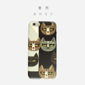青丙|苹果iphone6/6s plus手机壳创意复古欧美时尚呆萌喵猫硅胶套