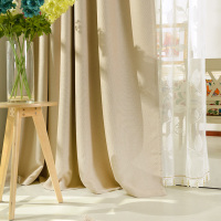 纯色加厚亚麻棉麻窗帘布料遮光定制窗帘成品飘窗客厅卧室特价包邮