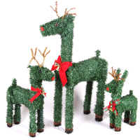 圣诞铁艺植草麋鹿 草编鹿圣诞节装饰品 办公室商场橱窗摆件布置