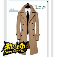 韩版大码男装外套修身长款男士风衣冬季羊绒毛呢子厚青年商务休闲
