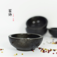 创意 窑诉日式色釉陶瓷碗 酒店餐具饭碗厚唇圆碗创意黑陶汤碗面碗
