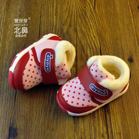 学步鞋冬0-3岁加绒宝宝棉鞋保暖婴儿鞋软底男女童鞋叫叫鞋大红色