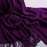 秋冬新款羊绒围巾披肩两用 超长 纯色紫色羊毛加厚男女大红色围巾