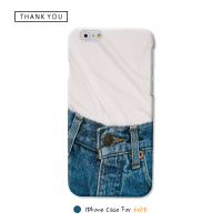 日韩原创牛仔T恤苹果 6s手机壳 4.7硬壳磨6plus保护套创意礼物