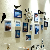客厅照片墙相框墙地中海 欧式挂墙相框组合儿童 创意画框相片墙贴