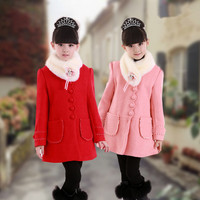 2015冬装韩版女大童羊毛加厚大衣儿童女童羊毛中长款呢子棉衣外套