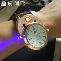 手表充电打火机防风创意个性USB电弧电子点烟器金属男女腕表火机