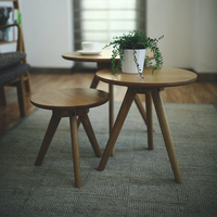 小茶几实木简约小户型圆形沙发边几日式客厅橡木咖啡小圆桌子