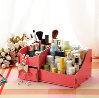大号木质DIY桌面化妆品收纳盒整理盒梳妆盒带抽屉护肤品储物盒