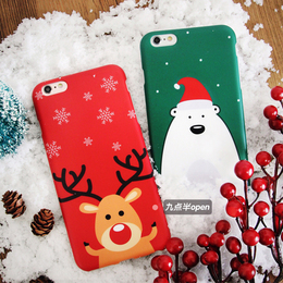原创圣诞北极熊韩国苹果6s手机壳iPhone6plus保护套硅胶磨砂软壳
