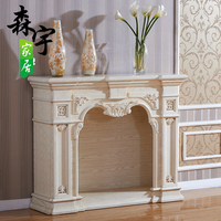 欧式壁炉 美式实木白色装饰柜 电加热取暖 白蜡木实木壁炉