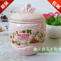 创意陶瓷精美粉色糖罐 厨房用品草莓图案调味罐调料罐盐罐味精罐