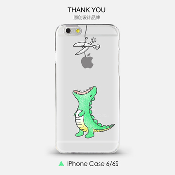 夏天可爱卡通恐龙吃苹果6s手机壳全包硅胶透明软原创plus原创