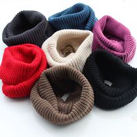 韩国版秋冬季 男女士针织毛线两圈纯色套头围脖 冬天保暖脖套围巾