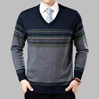 冬季2015新款正品男士羊绒衫 中年男士V领羊毛衫鸡心领针织衫毛衣