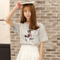 韩国代购2015棉可爱米奇图案TEE 短袖T恤女装韩版韩国
