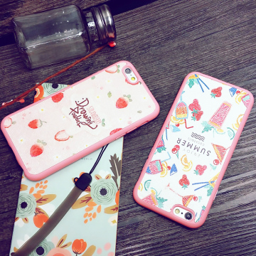 新款iphone6草莓果汁手机壳苹果6s 6plus蚕丝硅胶软边全包手机壳